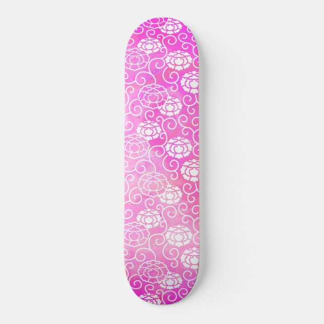 Chem 5 Pink Peonies Skateboard (Vorderseite)