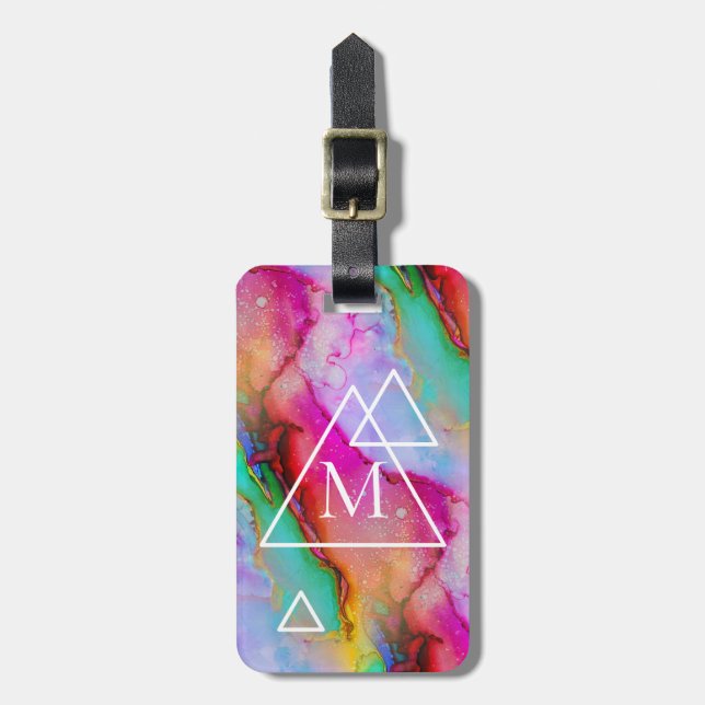 Chem 7 Hipster Monogramm Gepäckanhänger (Vorderseite vertikal)