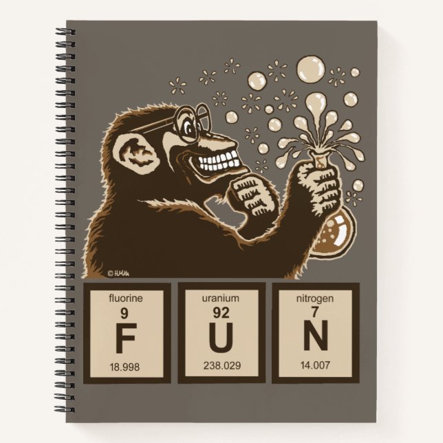 Chemie-Affe entdeckte Spaß Notizbuch (Vorderseite)