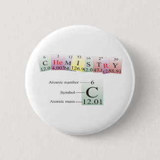 Chemie buchstabiert mit Elementen Button