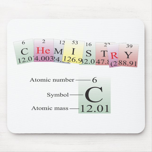 Chemie buchstabiert mit Elementen Mousepad (Vorne)
