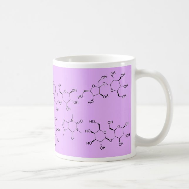Chemie des Tees und des Kaffees in Lila Kaffeetasse (Rechts)