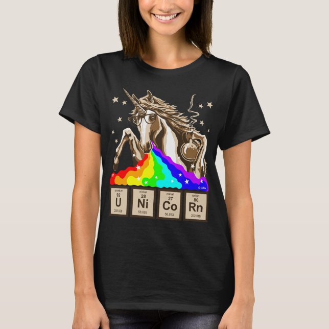 Chemie-Einhorn kotzt Regenbogen T-Shirt (Vorderseite)