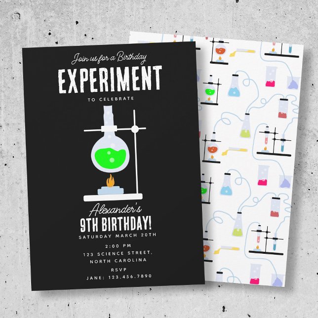 Chemie-Experiment Kindergeburtstag-Party Einladung (Chemistry Science Experiment Kids Birthday Party Invitation)