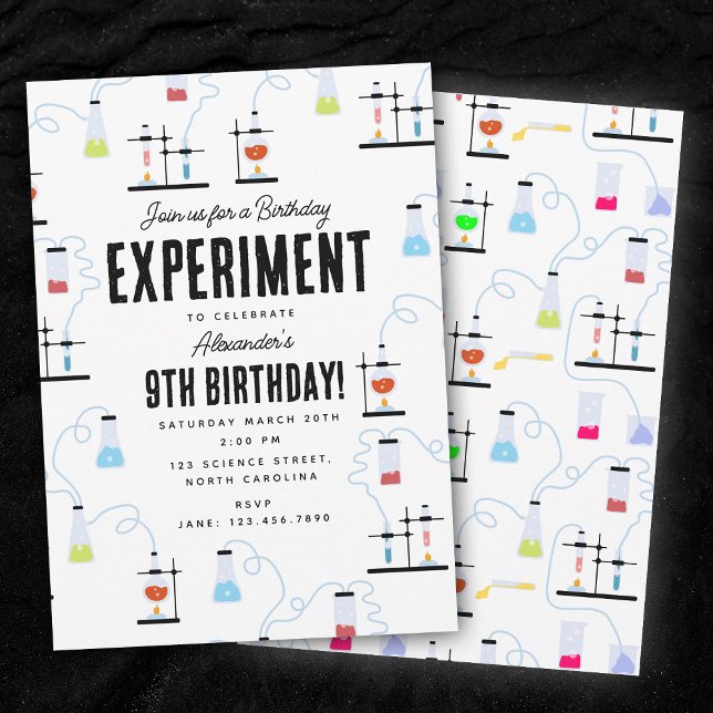 Chemie-Experiment Kindergeburtstag-Party Einladung (Chemistry Science Experiment Kids Birthday Party Invitation)
