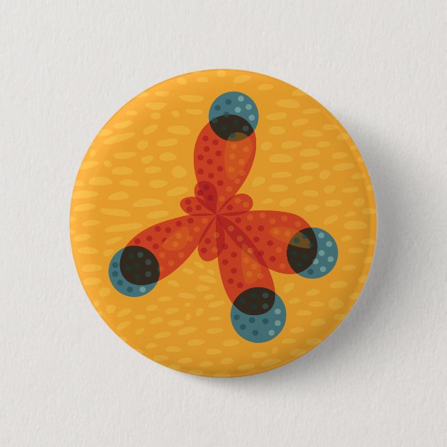 Chemie Geek Orange Methane Molecule Button (Vorderseite)