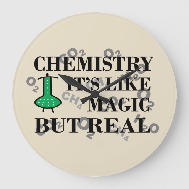 Chemie ist wie Magie, aber real Große Wanduhr (Vorderseite)
