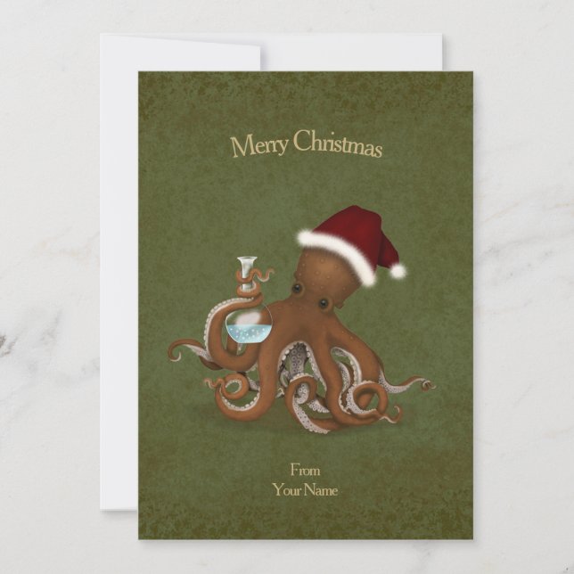 Chemie Octopus Vintages Pergament Weihnachten Karte (Vorderseite)