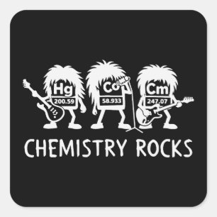 Chemie Rocks Science Rock Band Quadratischer Aufkleber
