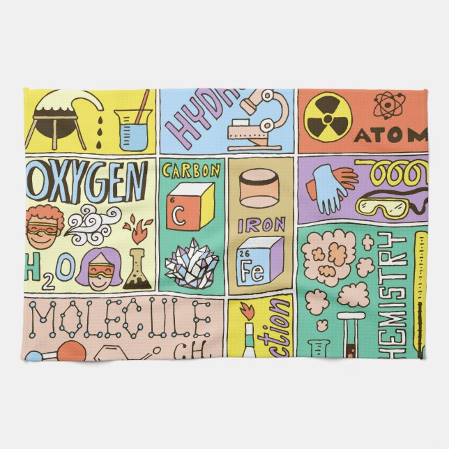 Chemie Science Vintag Illustration Set Geschirrtuch (Horizontal)