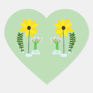 Chemie-Sonnenblume Herz-Aufkleber