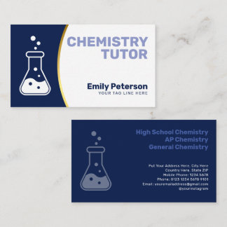 Chemie-Tutor | Marineblaue Goldakzente Visitenkarte