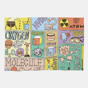 Chemie-Wissenschaft Vintage-Illustrations-Set Geschirrtuch
