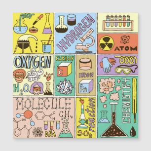 Chemie-Wissenschaft Vintage-Illustrations-Set Magnetkarte