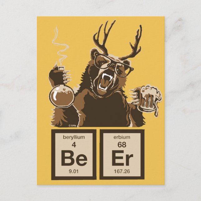 Chemiebär entdeckte Bier Postkarte (Vorderseite)
