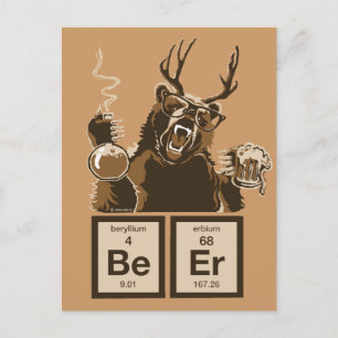 Chemiebär entdeckte Bier Postkarte