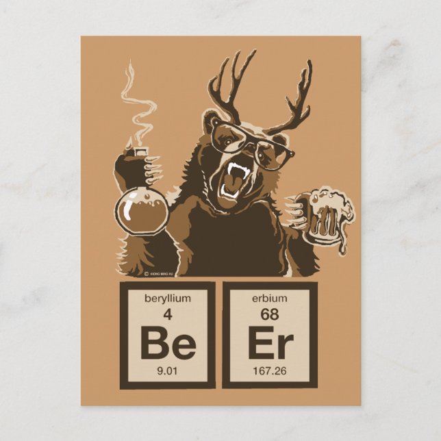Chemiebär entdeckte Bier Postkarte (Vorderseite)
