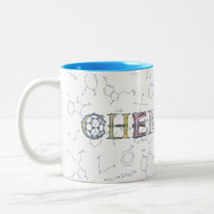 Chemiediagramme und Typografieentwurf Zweifarbige Tasse