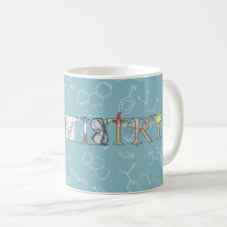 Chemiekartografie und Typografie blau Kaffeetasse