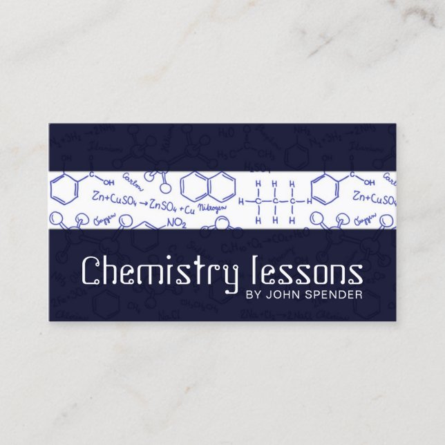 Chemieunterricht Tutor Blue Business Card Visitenkarte (Vorderseite)