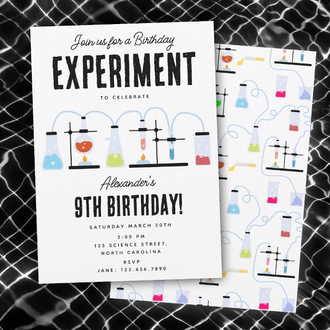 Chemiewissenschaft Teströhren Kindergeburtstag Par Einladung (Chemistry Science Test Tubes Kids Birthday Party Invitation)