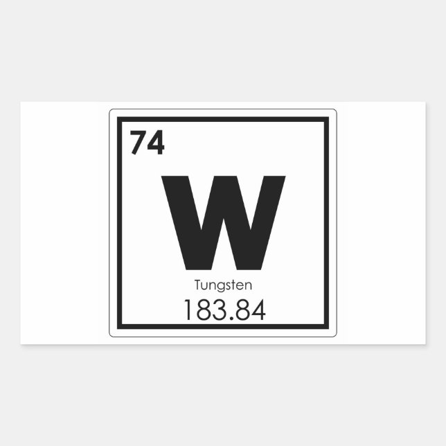Chemikalische Formel für Wolframelemente Rechteckiger Aufkleber (Vorderseite)