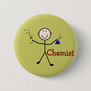 Chemiker Geschenk-Stock Person mit Reagenzgläsern Button