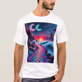 Chemin d'accès Skyline Neon City et T-shirts Sunse