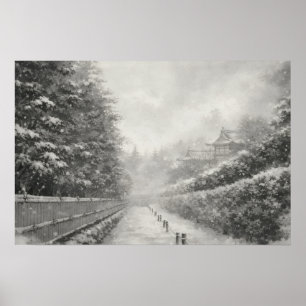 Chemin de bambou dans la neige – Yang Art mural