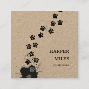 chemin de pattes de chien sale kraft carré carte d