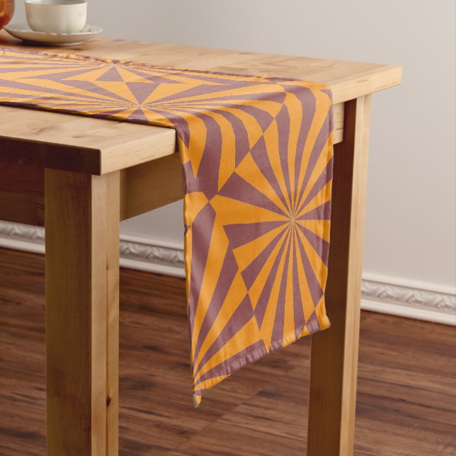 Chemin De Table Court Abstract Orange Sunburst Pattern (In Situ)