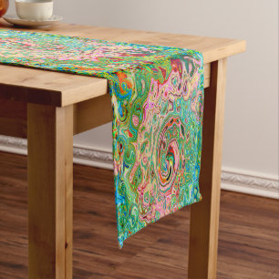 Chemin De Table Court Abstrait Coloré Rétro Psychedélique Tourbillon Arc