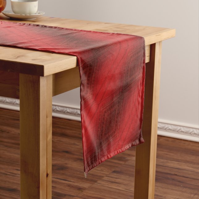 Chemin De Table Court Acceptation | Motif de Boho Eclectique Rouge (In Situ)