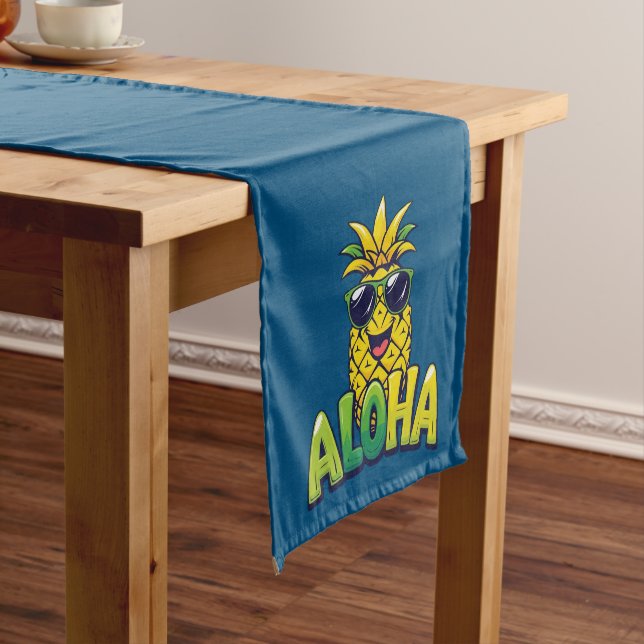 Chemin De Table Court Aloha Pineapple Collection Runner Table Turquoise (In Situ)