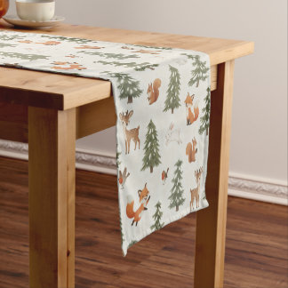 Chemin De Table Court Animaux de la forêt de la forêt d'hiver Petit Noël