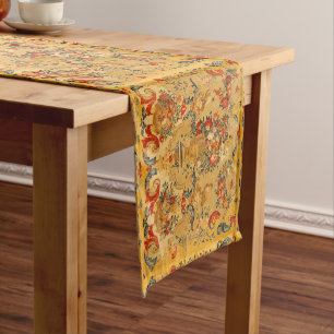 Chemin De Table Court Antique Arabesques Tapisserie en soie Imprimer