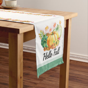 Chemin De Table Court Aquarelle Automne Automne Citrouille Feuilles Than