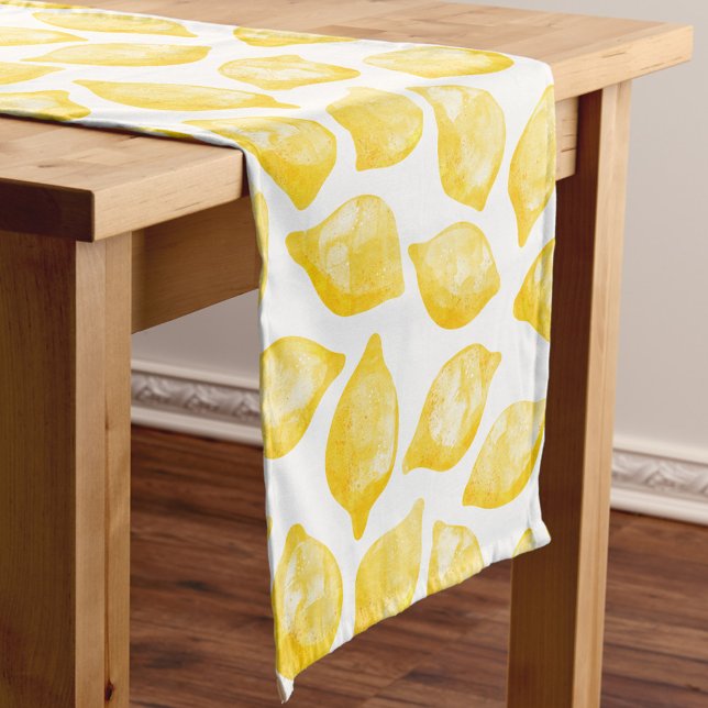 Chemin De Table Court Aquarelle Citron Motif (Watercolor lemon citrus pattern table runner)