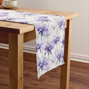 Chemin De Table Court Aquarelle douce Purple Motif Floral