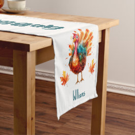 Chemin De Table Court Aquarelle irrégulière Turquie Thanksgiving