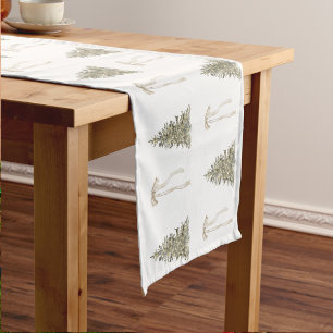 Chemin De Table Court Arbre de Noël moderne et Motif arc mignon