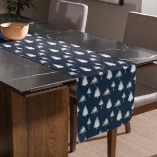 Chemin De Table Court Arbres d'hiver bleus de la Marine