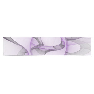 Chemin De Table Court Art fractal abstrait moderne lavande gris