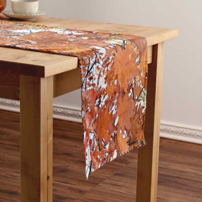 Chemin De Table Court Automne Chêne Feuille Floral (In Situ)
