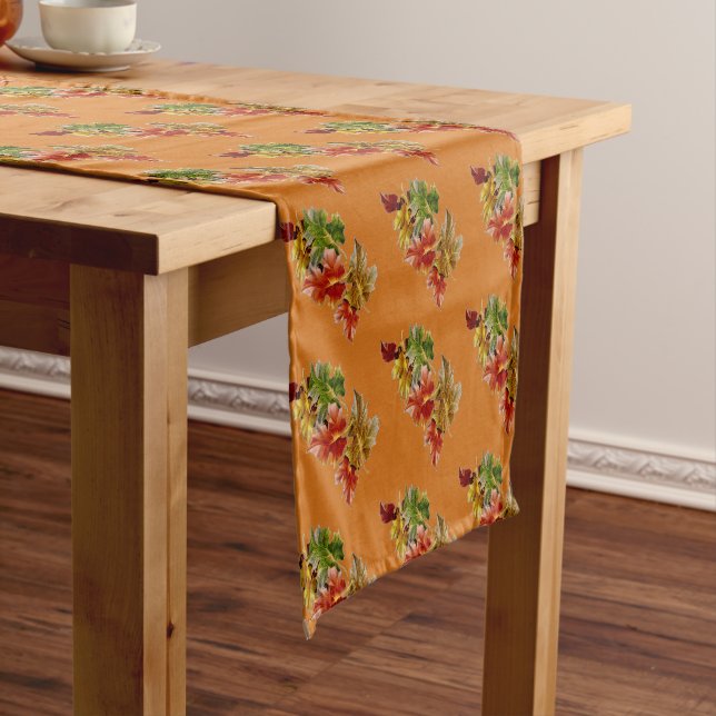 Chemin De Table Court Automne laisse Motif Orange Table Runner (In Situ)