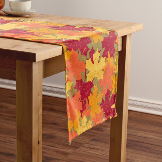 Chemin De Table Court Automne Maple Feuille Motif  (In Situ)