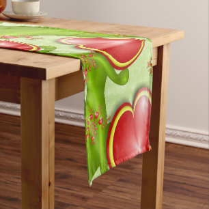 Chemin De Table Court Avec beaucoup d'amour Rouge Coeurs Jaunes Fractal
