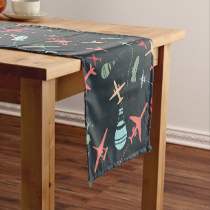 Chemin De Table Court Avion noir et Motif de l'aviation