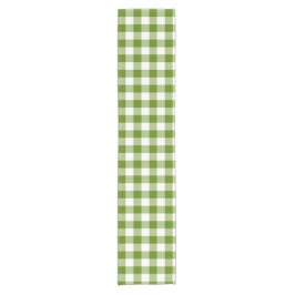 Chemin De Table Court Avocado Green Plaid Gingham Retro Color