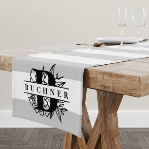 Chemin De Table Court Bande de monogramme de jardin secret